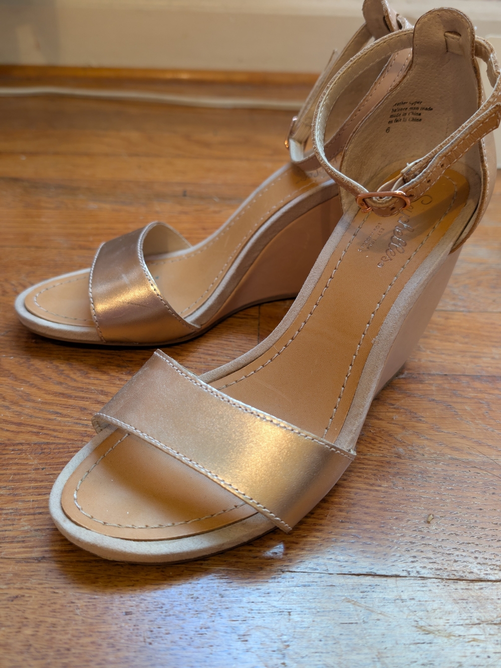 Seychelles Rose Gold Metallic Wedge Sandals